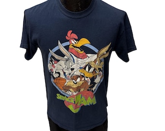 Vintage 90's Retro SPACE JAM Blue BUGS Bunny Tasmanian Devil Toon