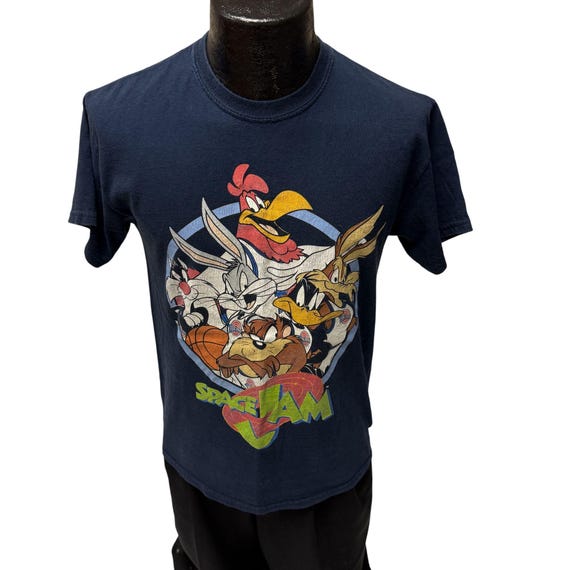 Vintage 90's Retro SPACE JAM Blue BUGS Bunny Tasmanian Devil Toon