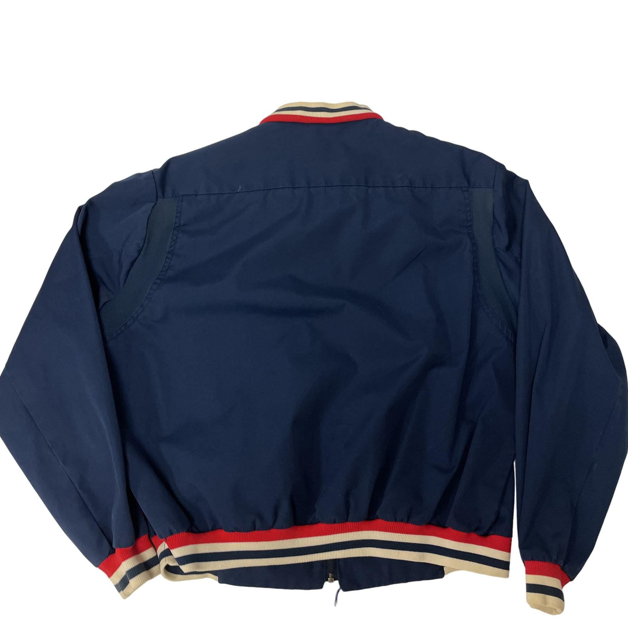 Vintage 70's Izod Lacoste Men Blue Bomber RARE Red White RINGER
