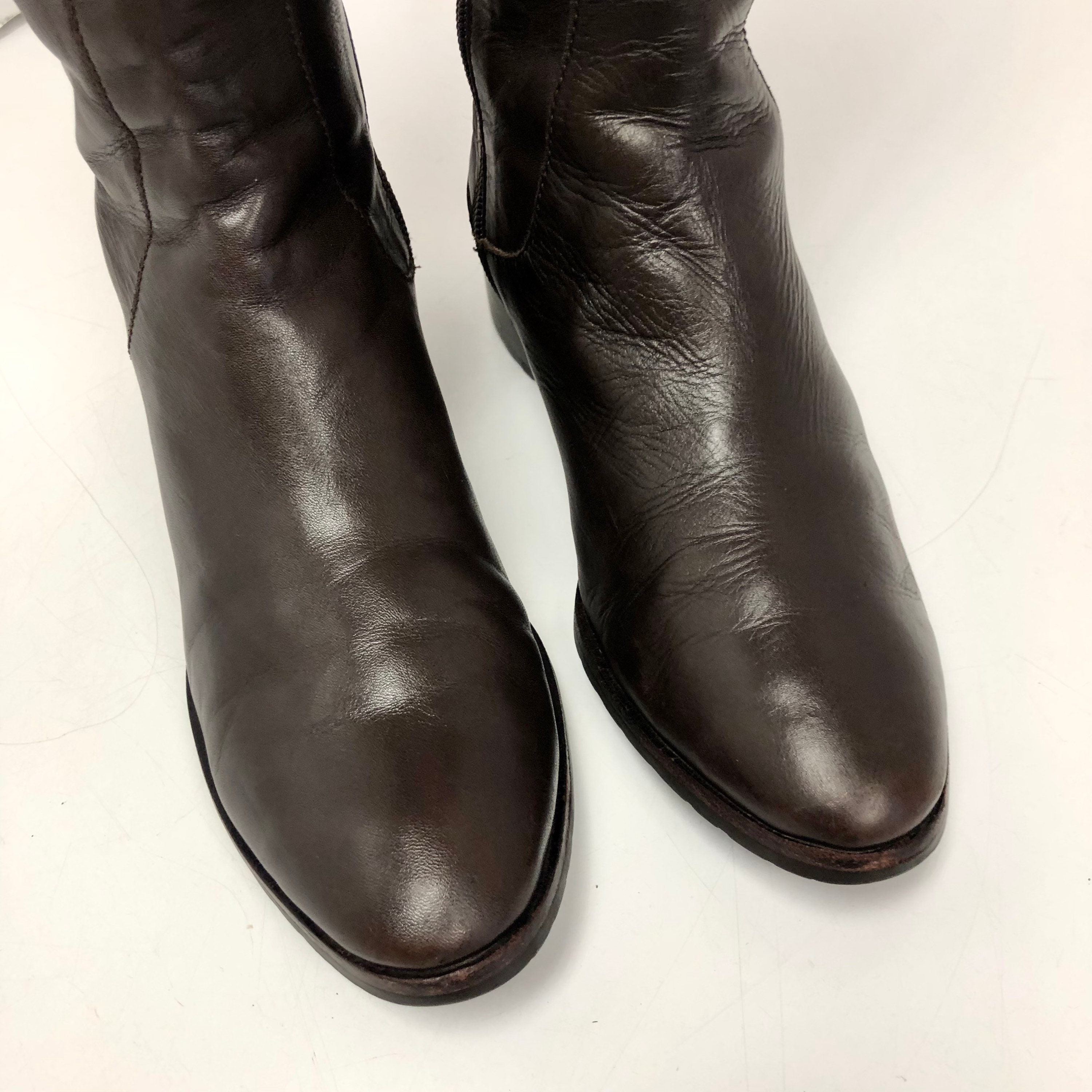 Cole Haan Women Brown Leather Knee High Tall Full Zip RIDING