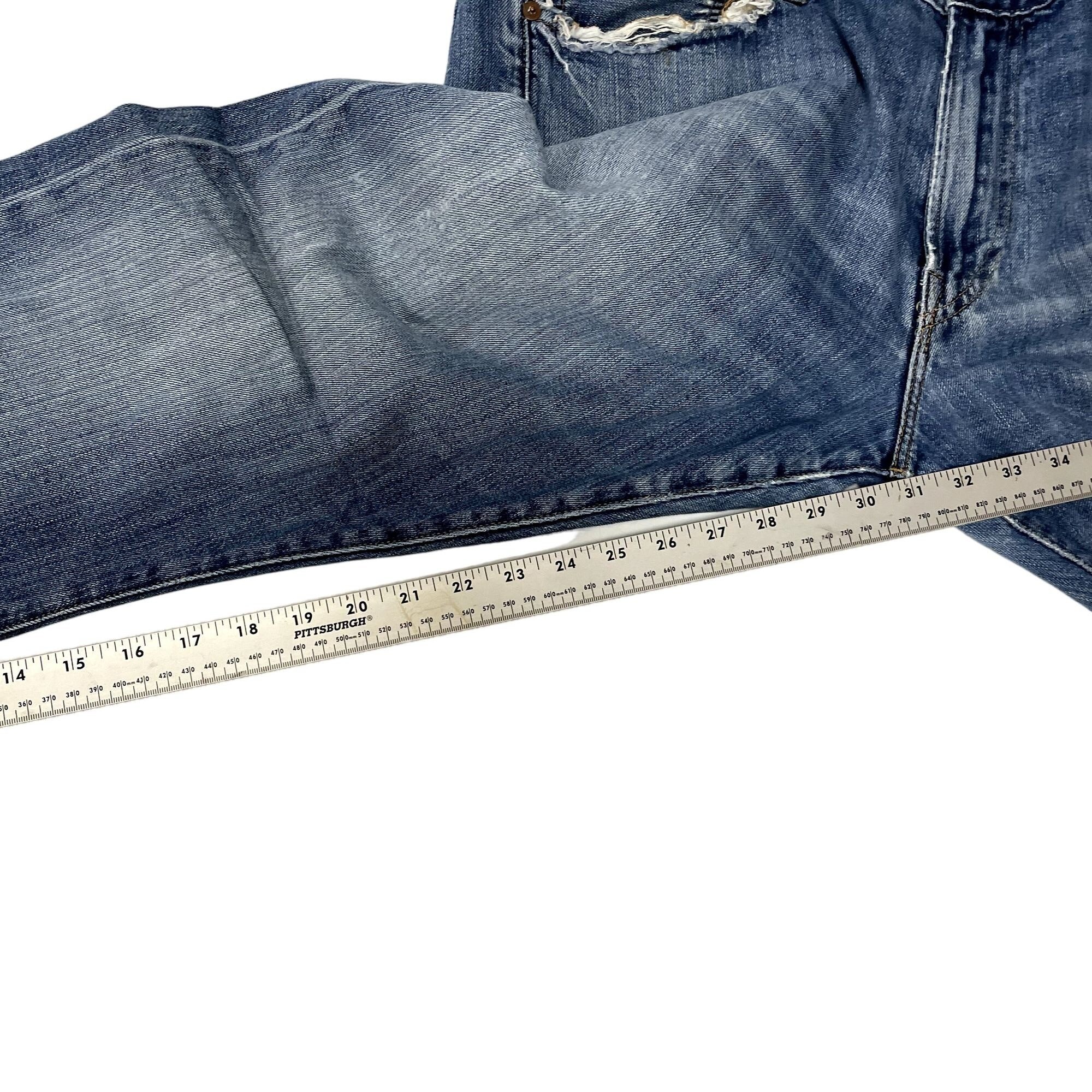 Vintage Y2K Polo Ralph Lauren Men's Blue Jeans DISTRESSED Denim