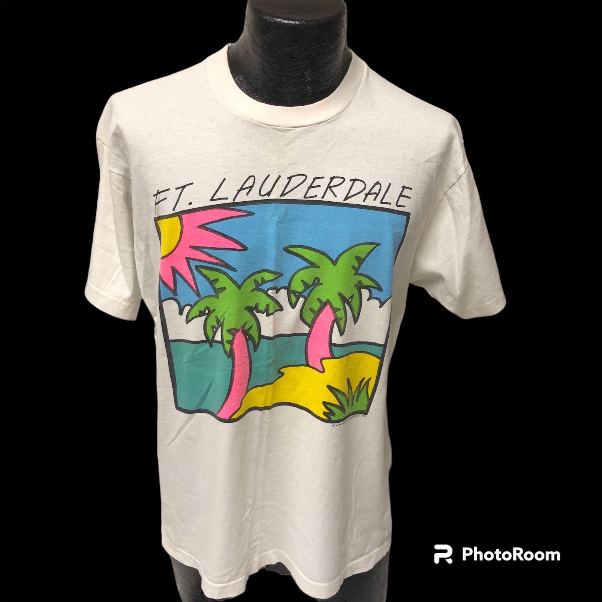 Vintage années 80 USA Made Ft Lauderdale Floride NEON Beach SUNSET