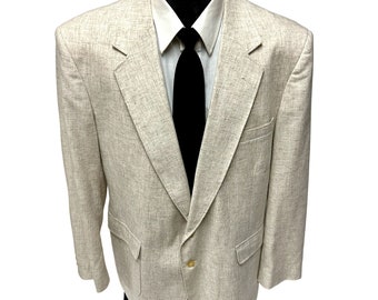 Vintage 50's Style Men's White ATOMIC FLECK Sport Coat Tropical Jacket ROCKABILLY Blazer 42 L
