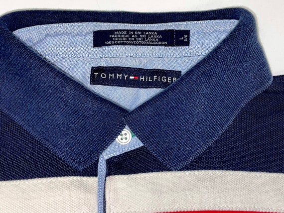 Vintage 90's Tommy Hilfiger Men Red White Blue SPELL OUT Long