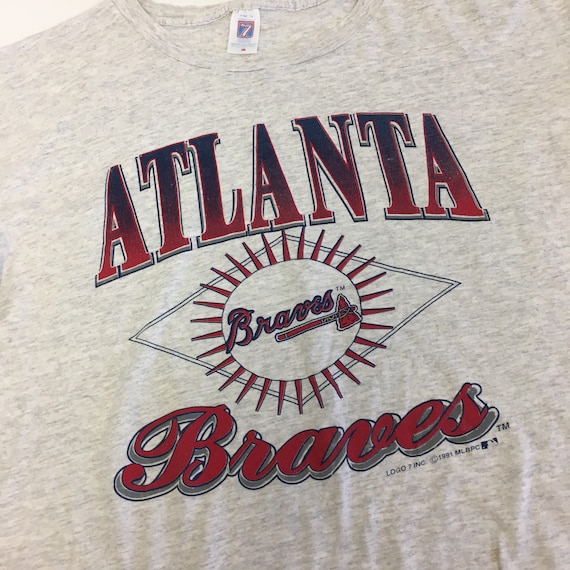 MLB Productions Youth Atlanta Braves Heather Gray T-Shirt Size: 2XL