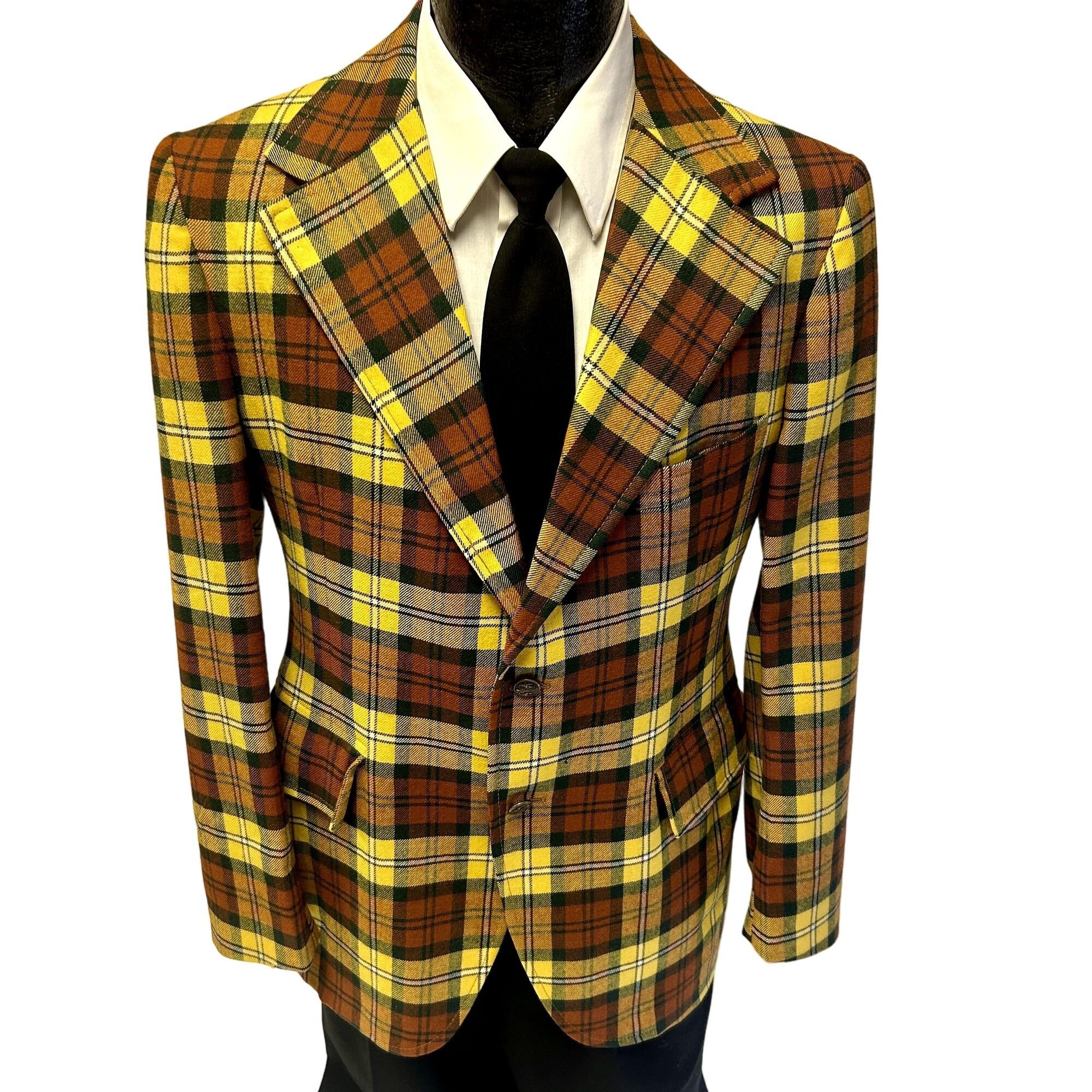 Yellow plaid blazer mens hotsell