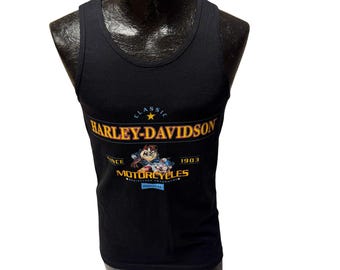 Nos Vintage 90's HARLEY DAVIDSON Looney Tunes Tank Top TASMANIAN