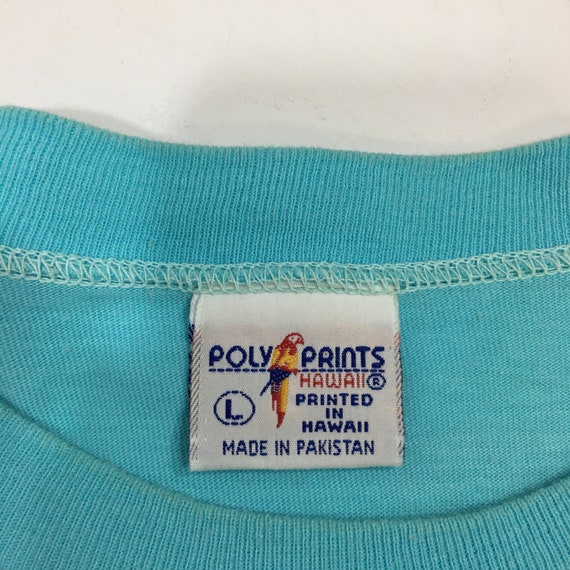 Vintage 80's Poly Tees Men's Aqua Blue MAUI HAWAII Island