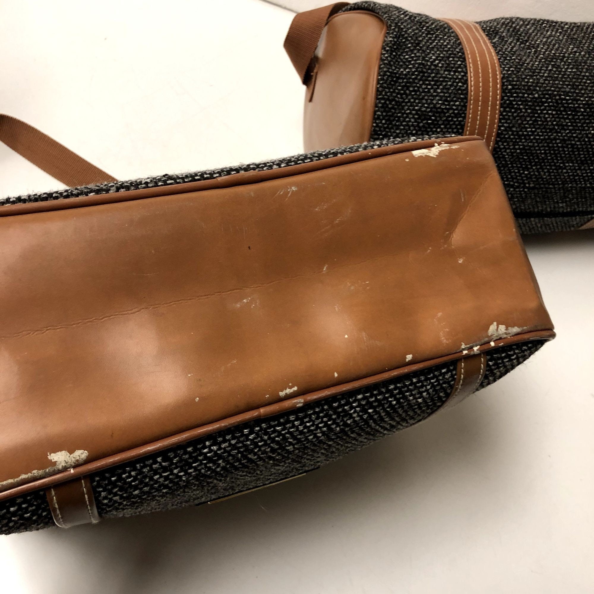 VTG 1970’s Grey Tweed Oscar de la Renta Studio Crossbody Messenger Laptop Bag