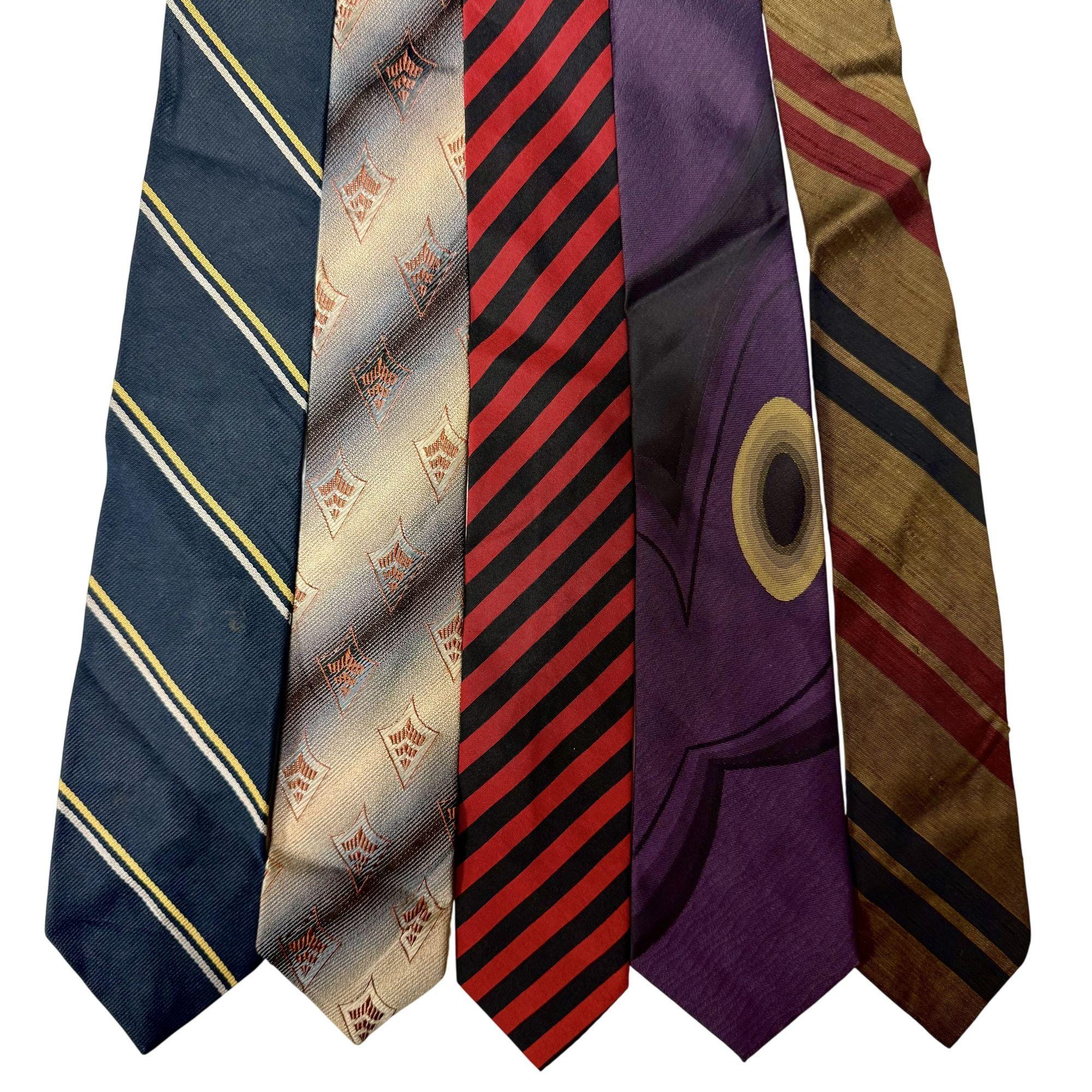 5 Pc Vintage 50 60's ROCKABILLY Necktie LOT SKINNY Thin