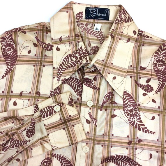 Vintage 70's Roland Men's Gold Nylon PAISLEY Motif Butterfly