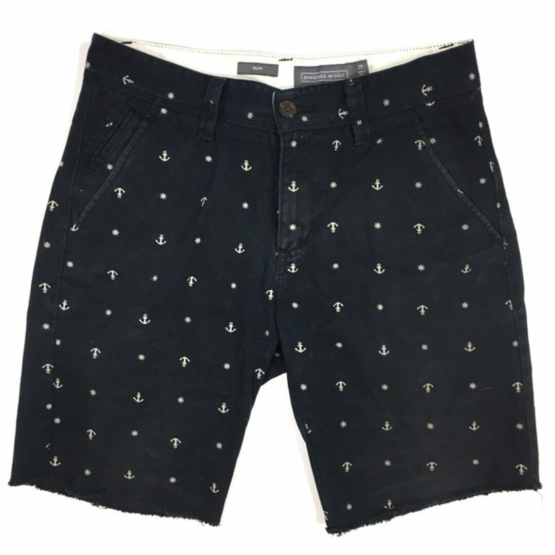 Hawkings Mcgill Men's Black Beige Nautical Sailor Anchor Print