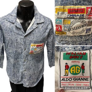 Vintage 80 90's Italian Boys Aldo Gianne Men's Acid STONE WASH International Diffusion Logo STREETWEAR Skater Shirt S