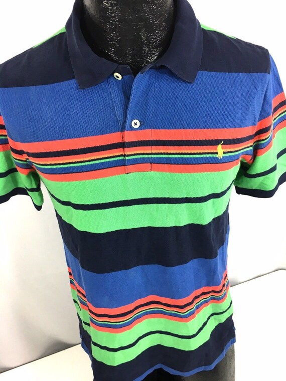Vintage 90's Ralph Lauren Men Multi-color Bold BRIGHT Stripe