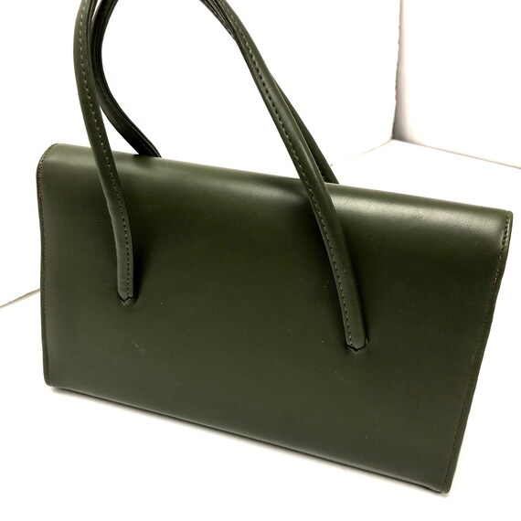 Vintage 60 70’s Deep SAGE Green Hand Bag MOD Purs… - image 4