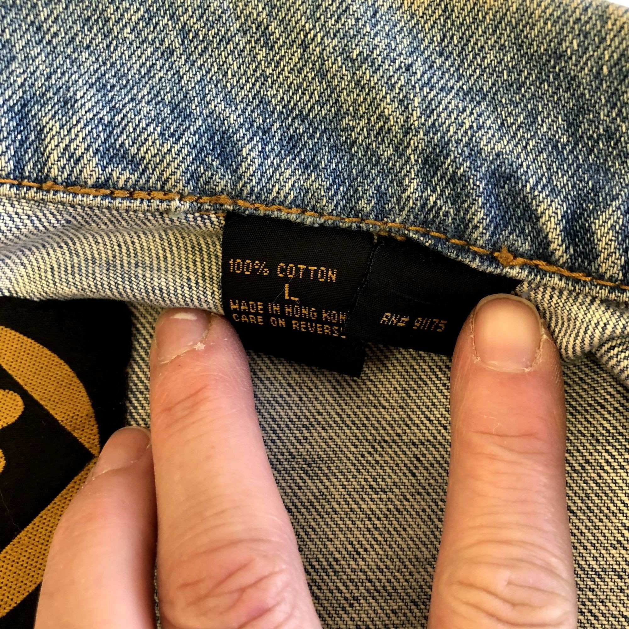 Vintage 90's Fila LOGO Men Blue Jean Work Wear CHORE Coat Hip Hop