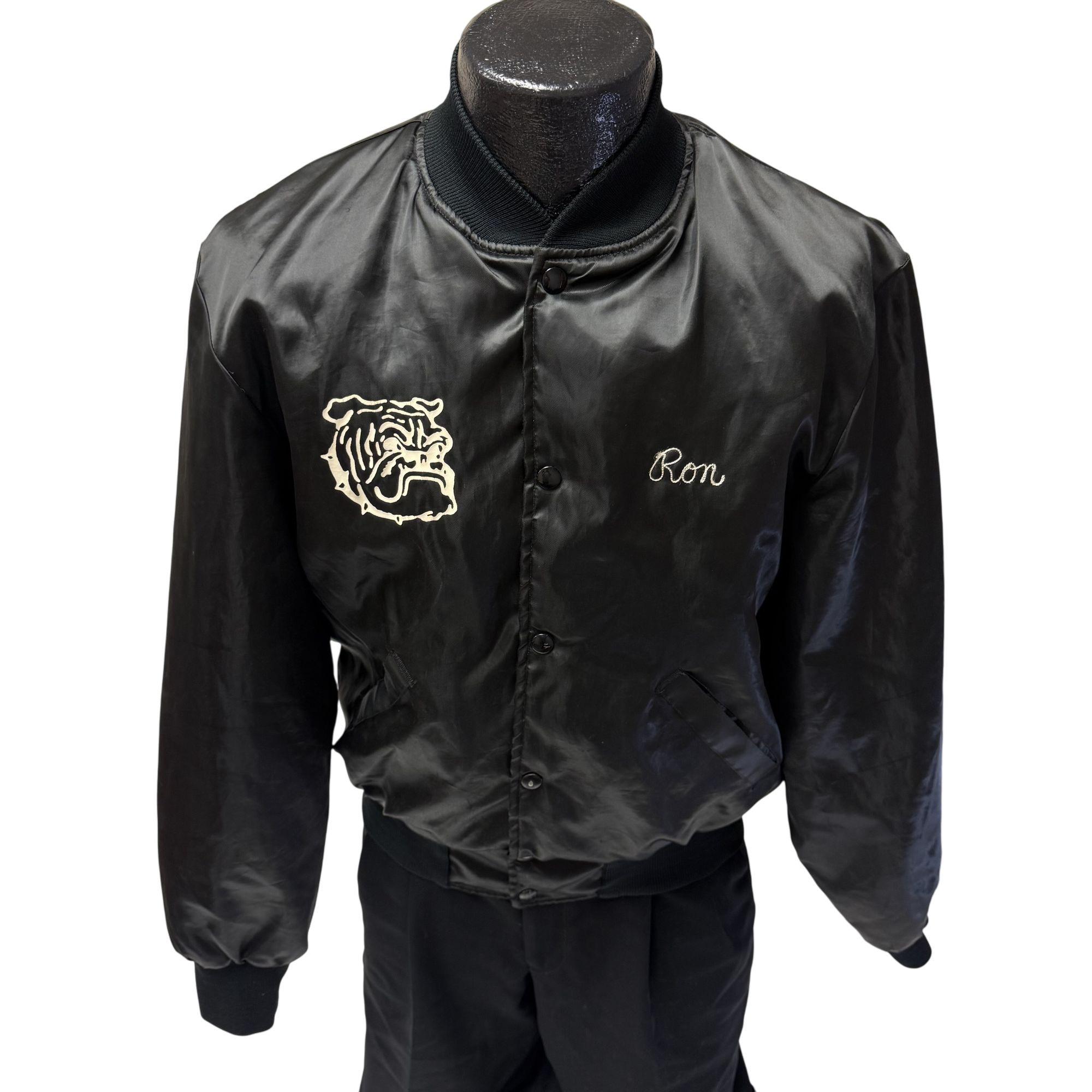 Vintage 80's Holloway Black Shiny Satin Quilted Bomber COMPANION K