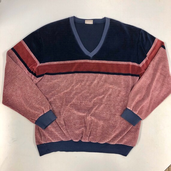 Vintage 70-80's VELOUR Classics Men Blue Maroon V-