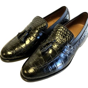Allen Edmonds CLAYTON Men Black ALLIGATOR Belly Leather DRESS Shoe Tassel Loafers 10 E image 3