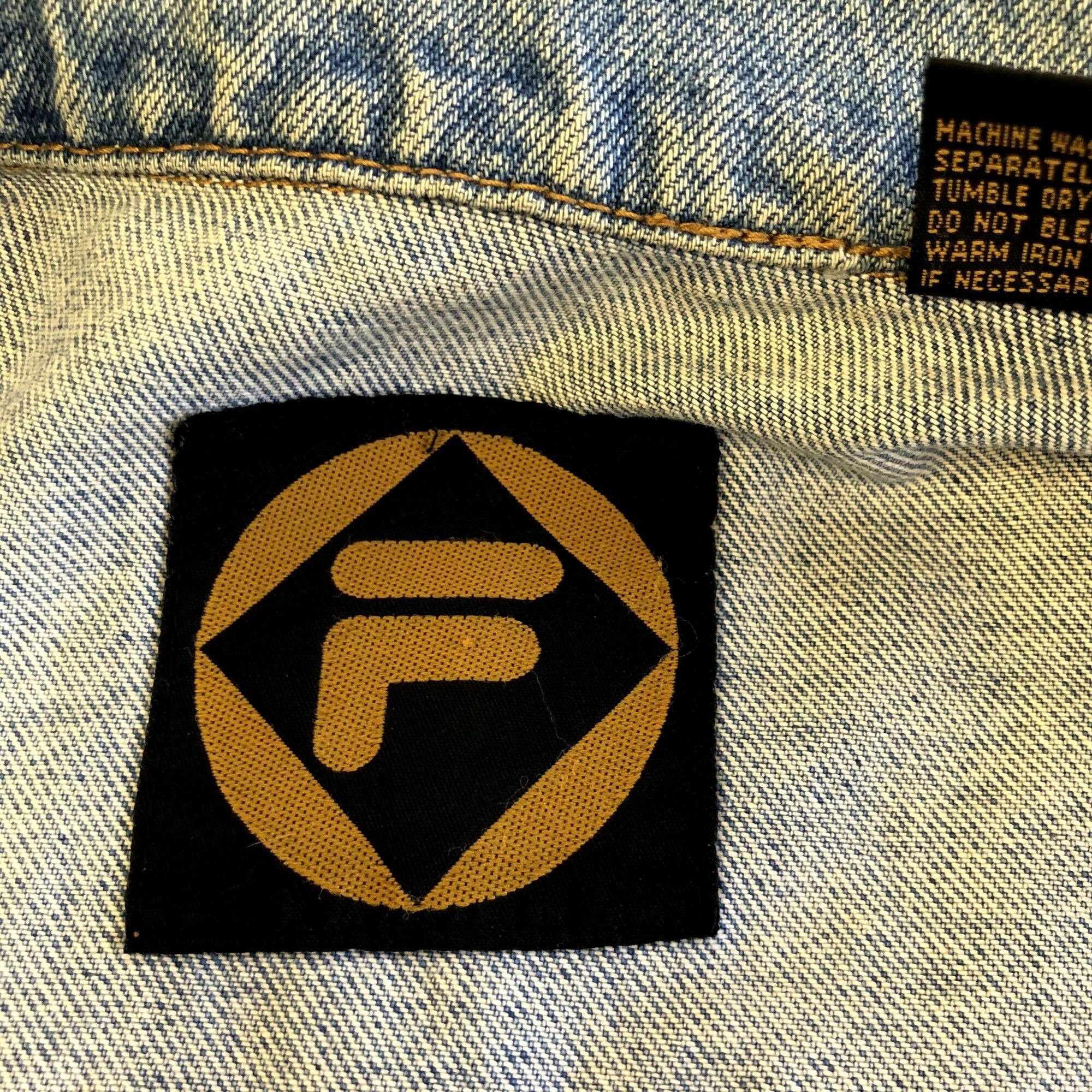Vintage 90's Fila LOGO Men Blue Jean Work Wear CHORE Coat