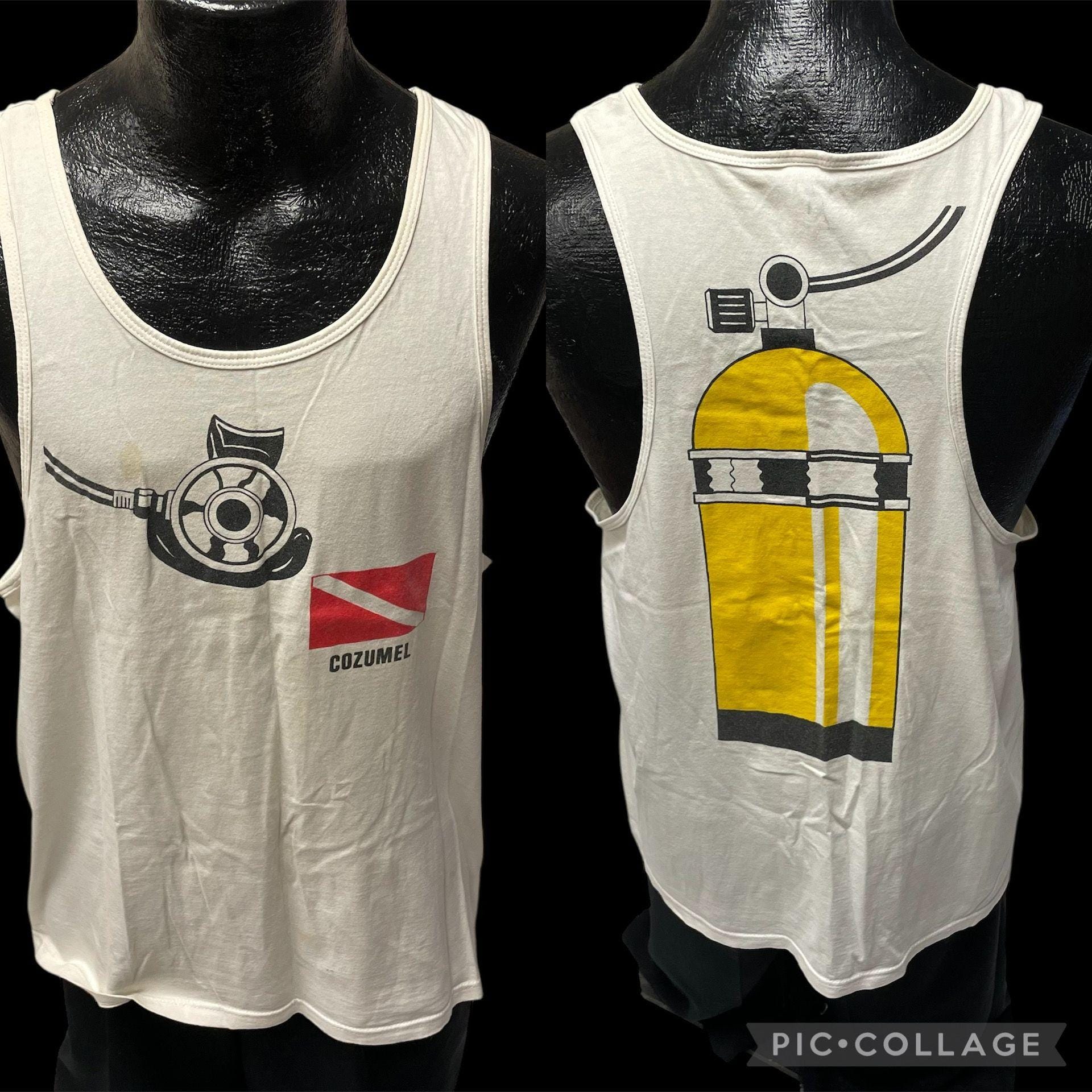 Vintage 80's Russell Men's SCUBA DIVING Tank Top COZUMEL Surfer