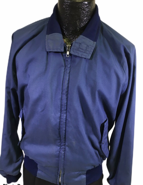 Vintage 80 90's American Jac Men Blue HARRINGTON Bomber Coat