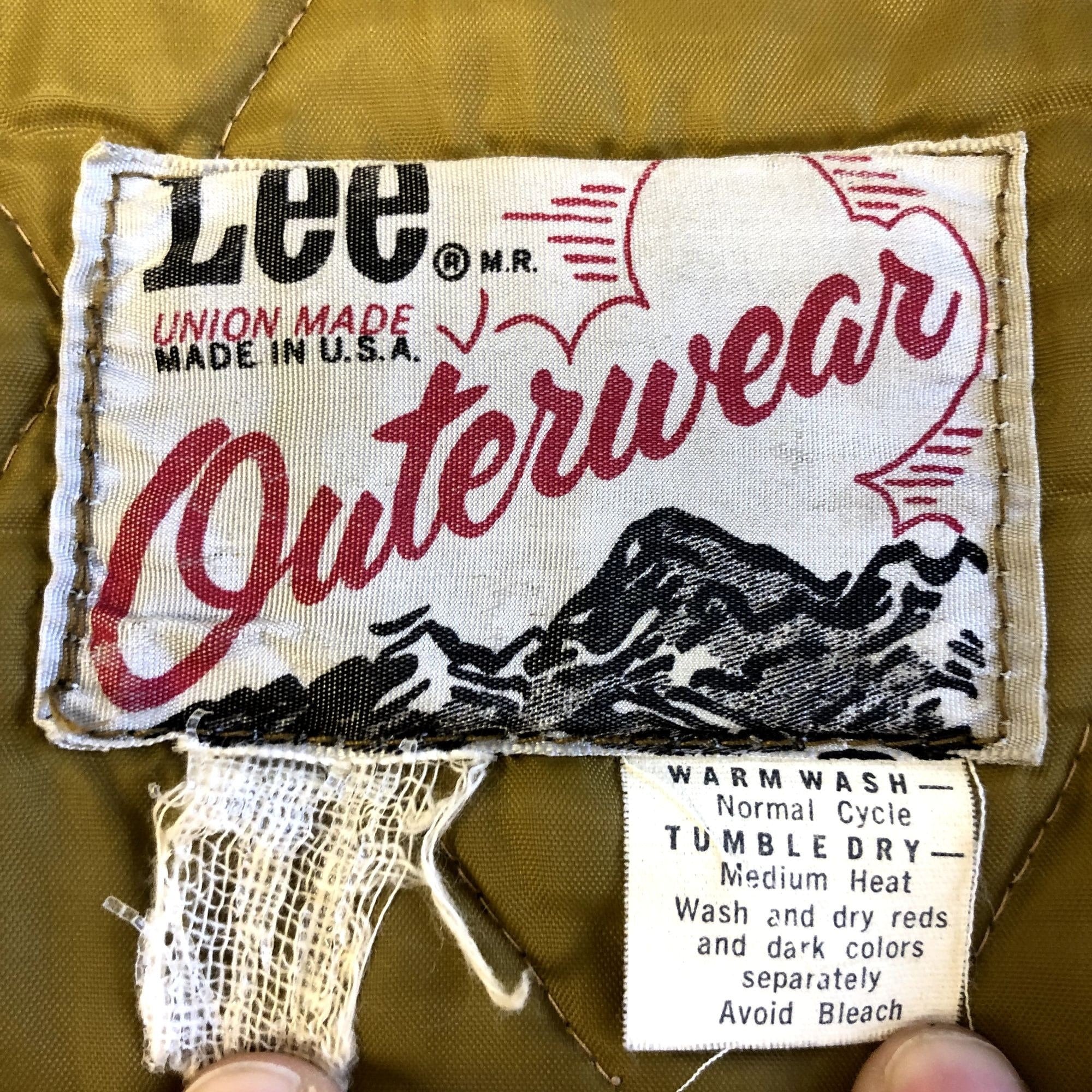 Vintage 70's Lee UNION Made USA QUILTED Nylon Army Green Hunting