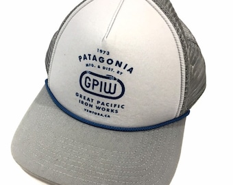 Nos New Vtg PATAGONIA Mesh GPIW Gray TRUCKER Hat Snapback Great