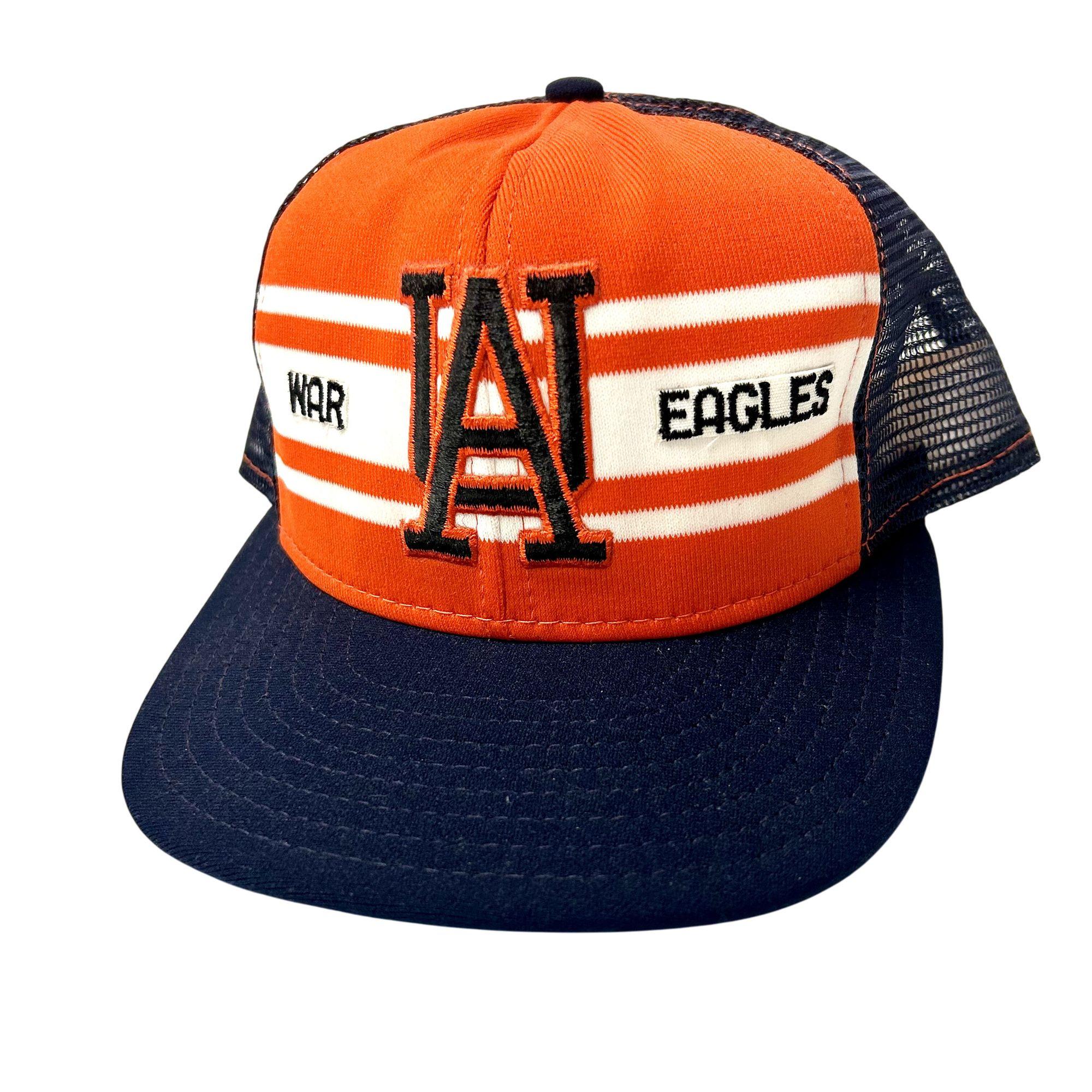 NOS New Vintage 70 80's AJD Super Stripe Mesh Trucker Hat Auburn