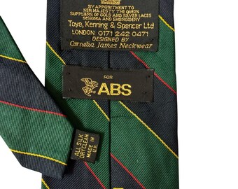 Vintage 80's Cornelia James Men's Green Black Stripe Silk Neck Tie