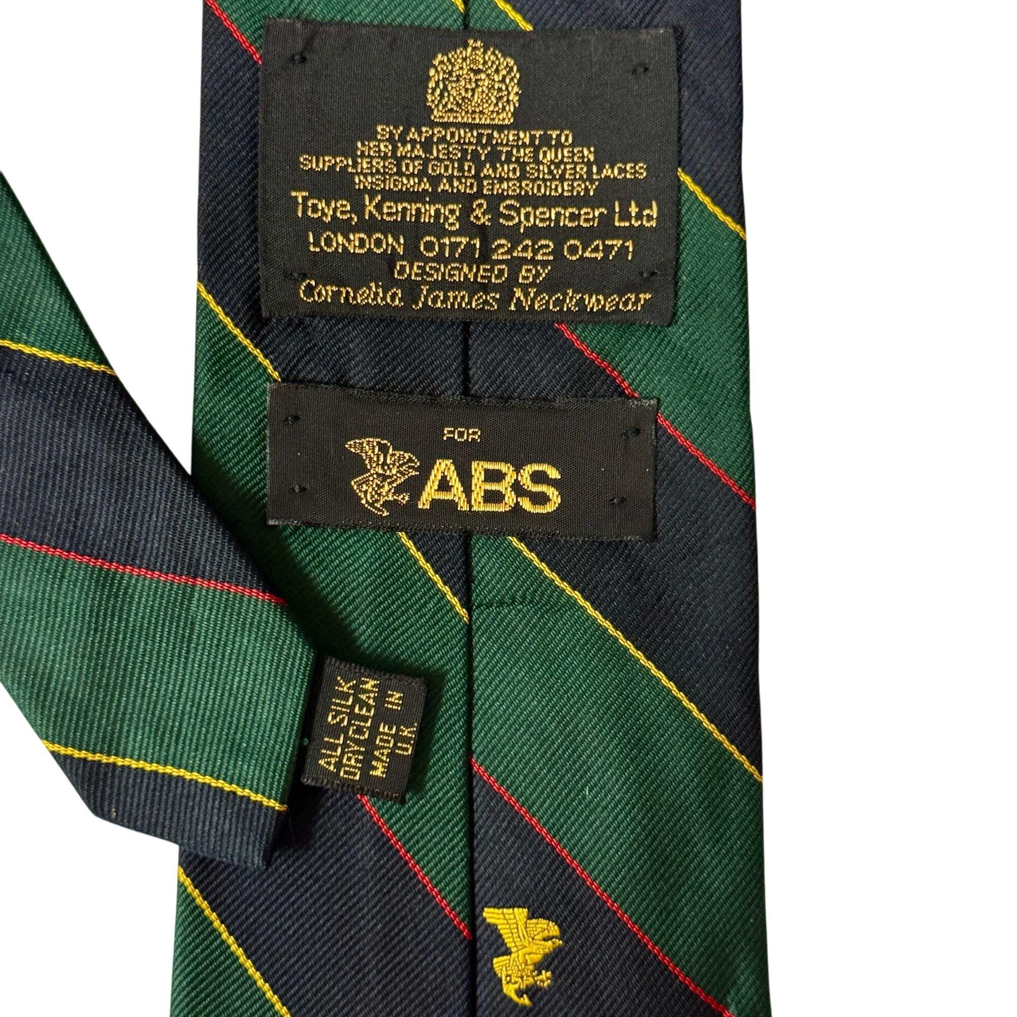 Vintage 80's Cornelia James Men's Green Black Stripe Silk Neck Tie