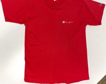 Vintage 60 70's Champion USA Made Men's Red SPELLOUT Logo Athletic