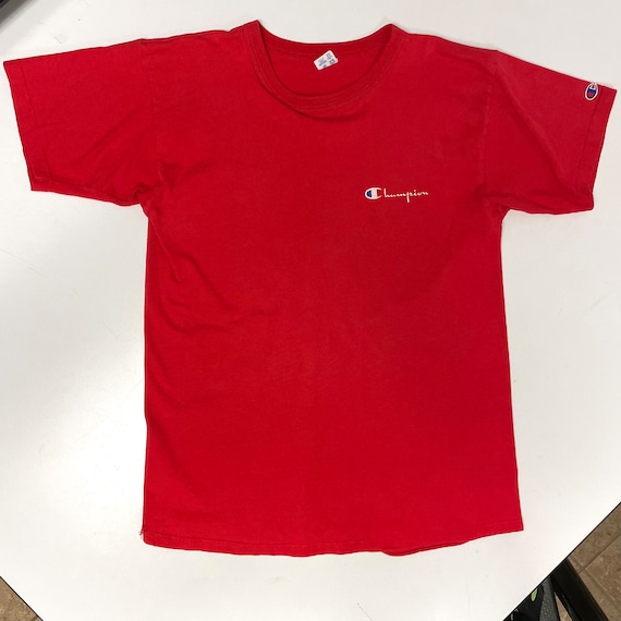 Vintage 60 70's Champion USA Made Men's Red SPELLOUT Logo Athletic