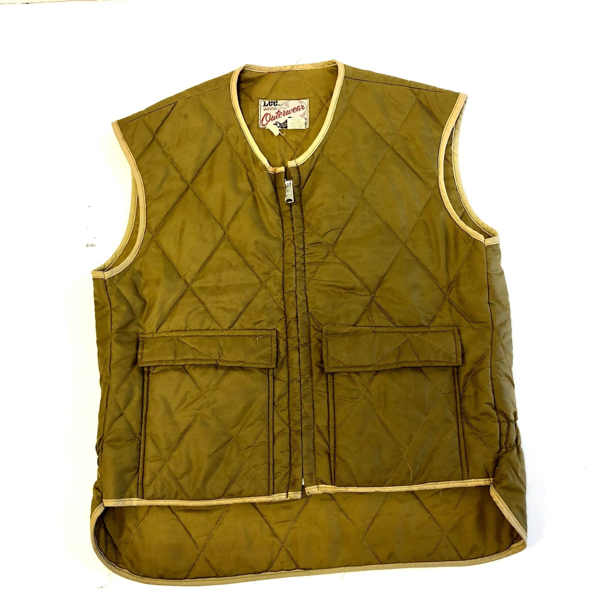 Vintage Fishing Hunting Vest Men XL Green Tactical Insulated Full
