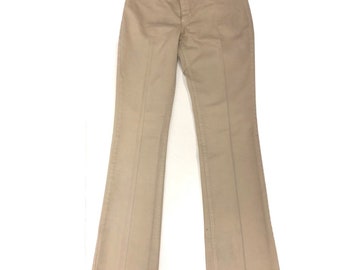 Vtg 70's Wrangler Beige Cowboy Western Jeans BELL BOTTOMS Rockabilly Denim Calças 29/36