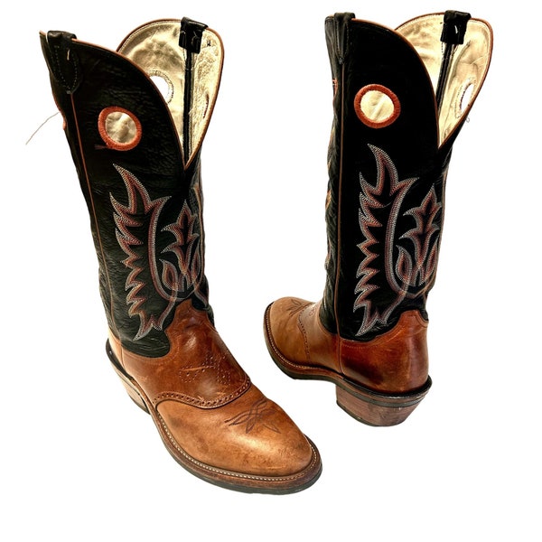 Tony Lama 17" Men's Brown Leather Cowboy Western Saddle BUCKAROO Rodeo Riding Ranch Boots 10.5 1/2 EE