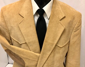 Vintage 70's CCC Western Men Tan Suede Elbow Patch Sport Coat