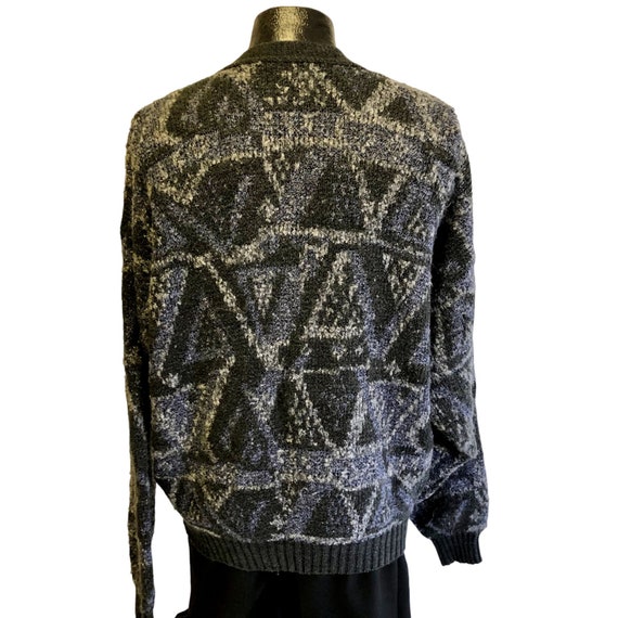 Vintage 80's Jantzen USA Men Gray GEOMETRIC Knit … - image 2