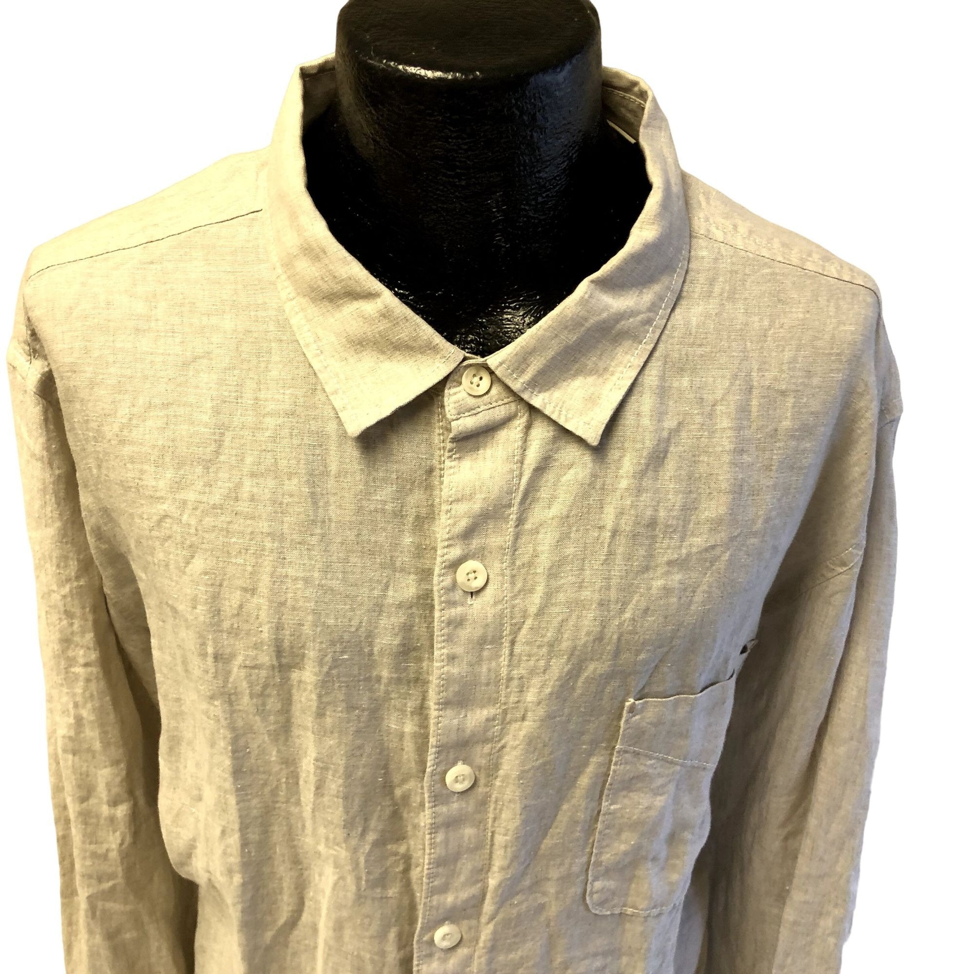 Tommy Bahama Men Relax Natural 100% LINEN Long Sleeve TROPICAL