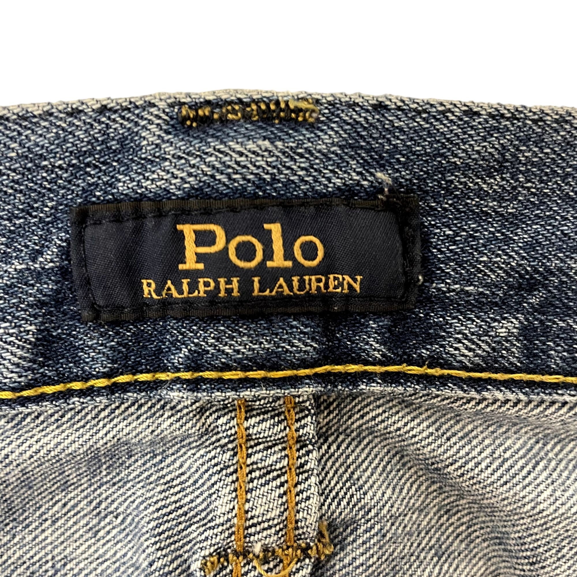Vintage Y2K Polo Ralph Lauren Men's Blue Jeans DISTRESSED Denim