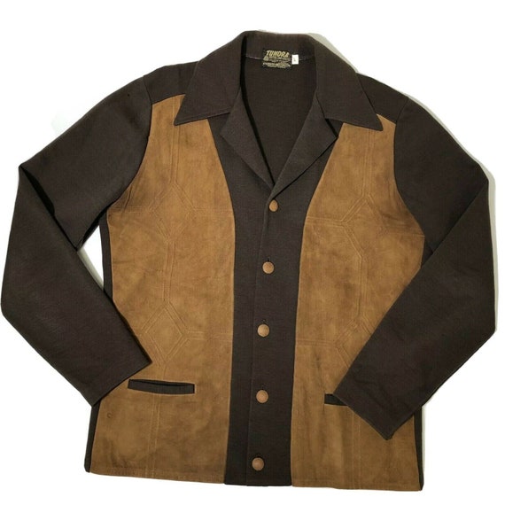 Vintage 50's Tundra Men Brown KNIT Wool Cardigan … - image 2