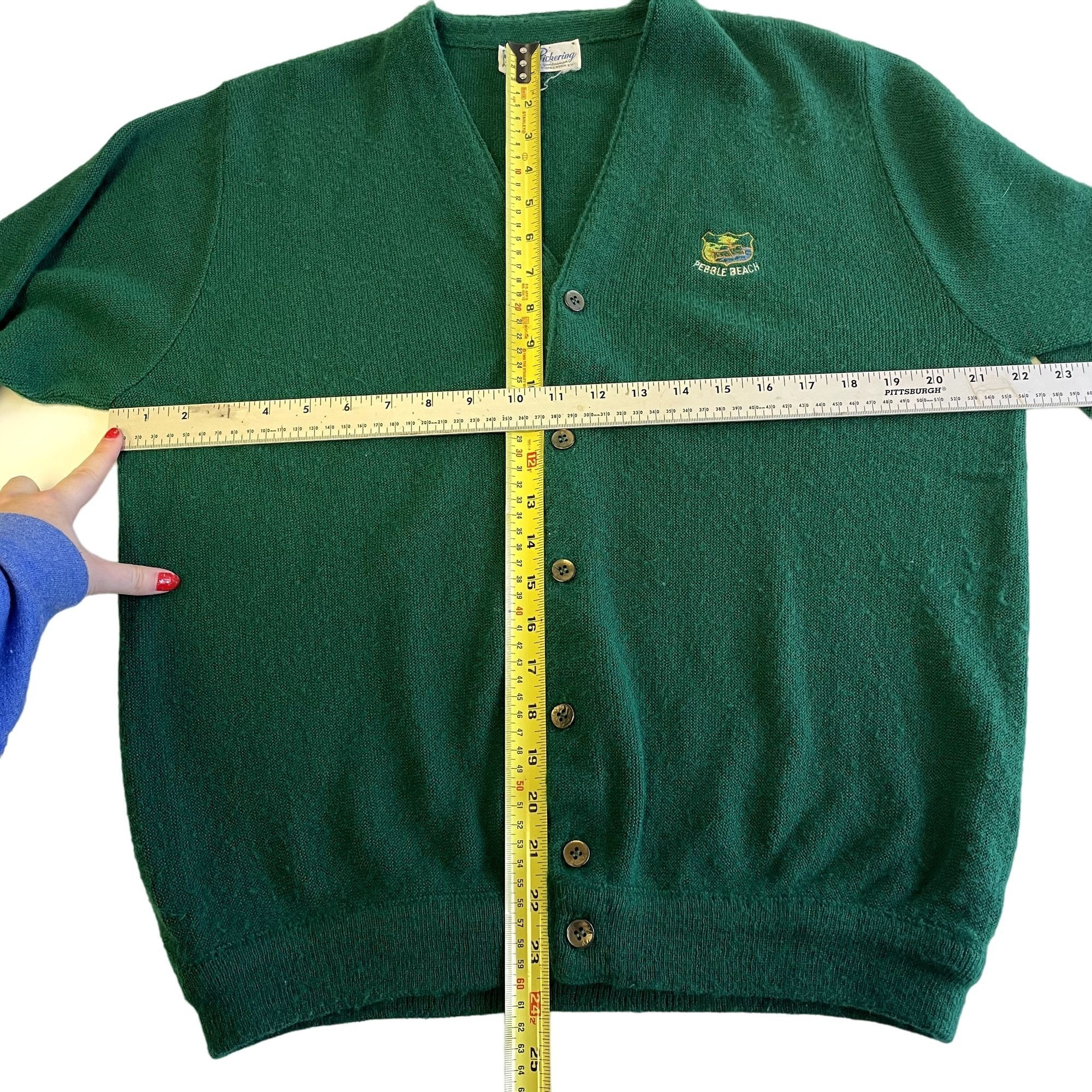 トップス 70-80's Rochester golf club cardigan Vintage 70 80's Pickering Men Green MASTERS Cardigan PEBBLE