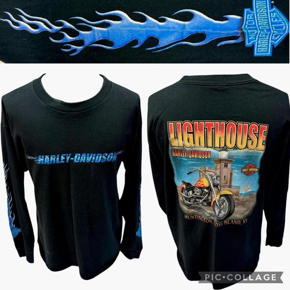 HARLEY DAVIDSON BLUE FLAME Tシャツ ロンT Harley Davidson Motorcycles HD Vintage 80's 90's Long Sleeve