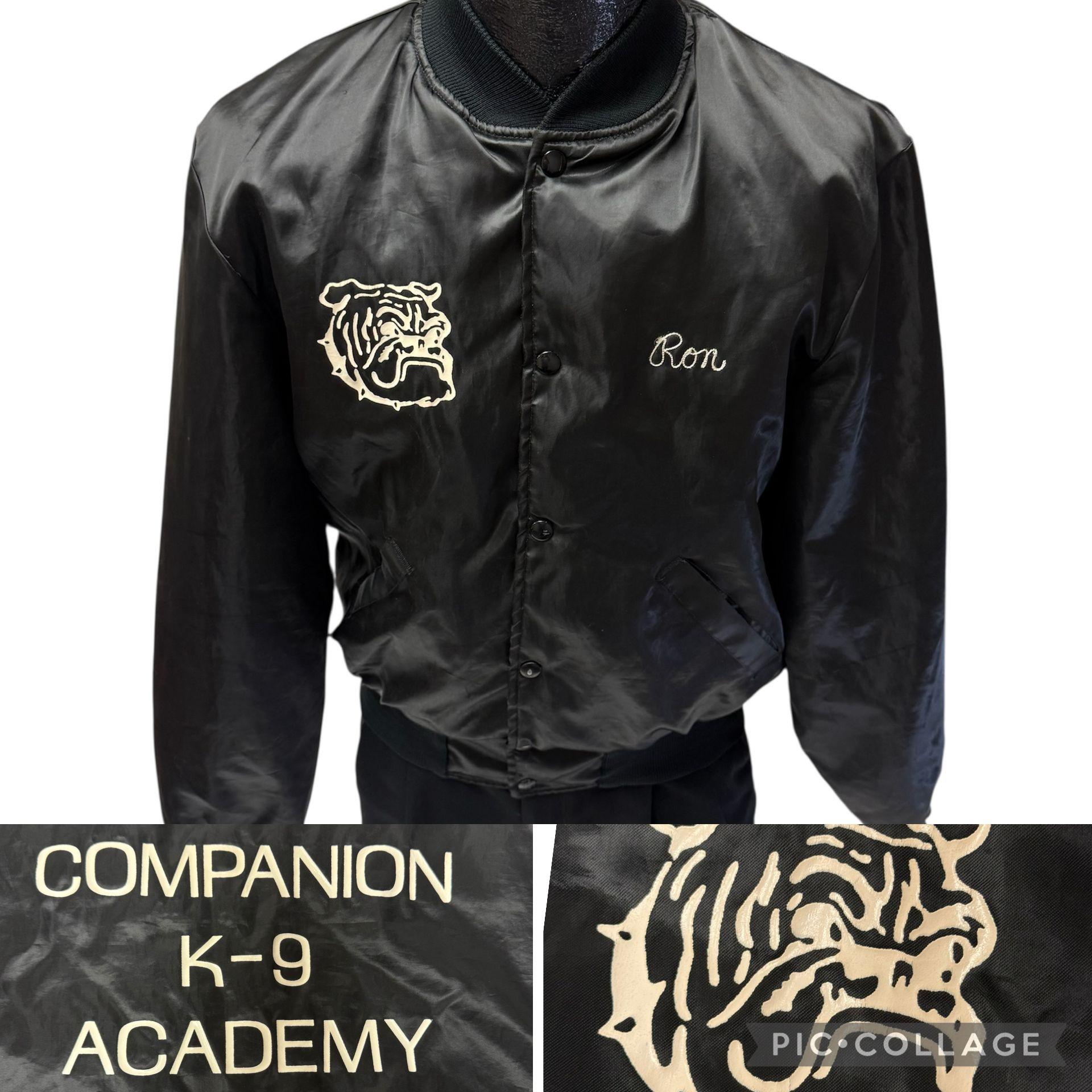 Vintage 80's Holloway Black Shiny Satin Quilted Bomber COMPANION K