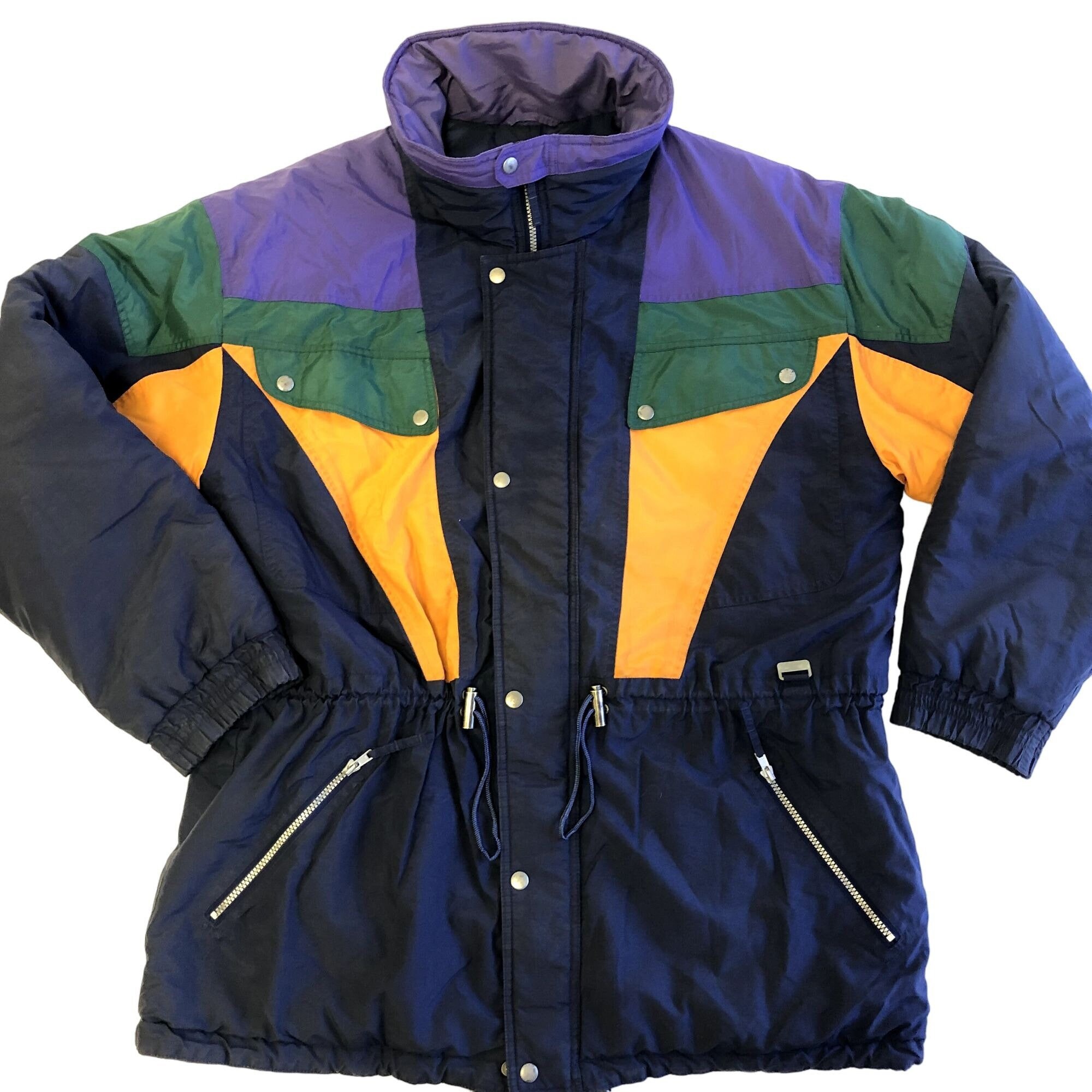Vintage 80 90's Stagsport Men Blue COLOR BLOCK Puffer Snow