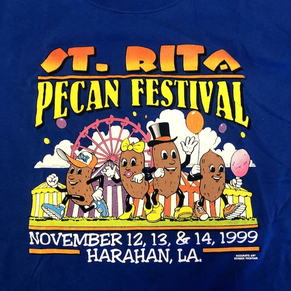 VTG 1999 St Rita PECAN Festival Männer Harahan La 90er CARNAVIL Blau T-Shirt XL - Schweiz
