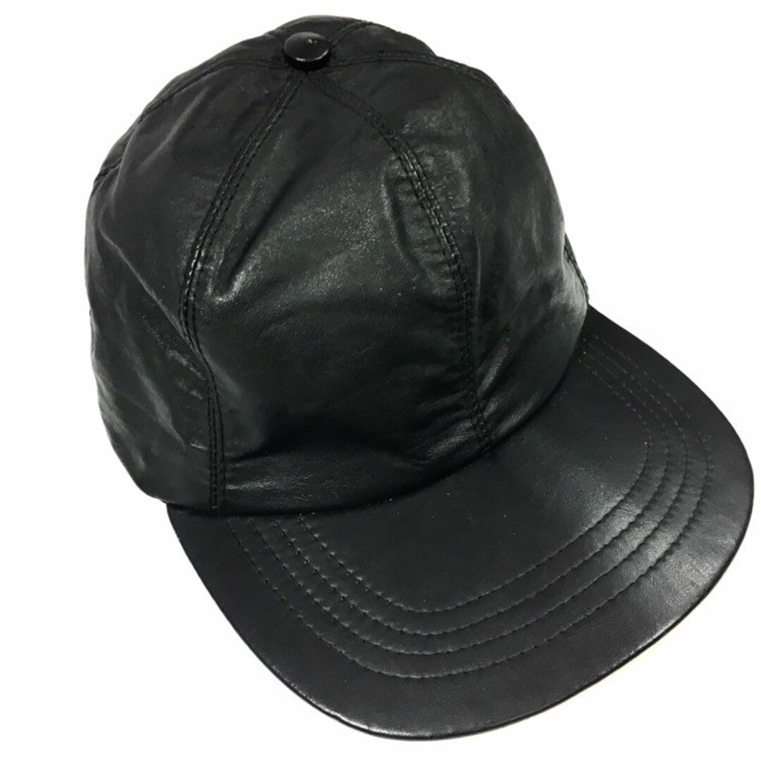 Mens black sales leather baseball cap