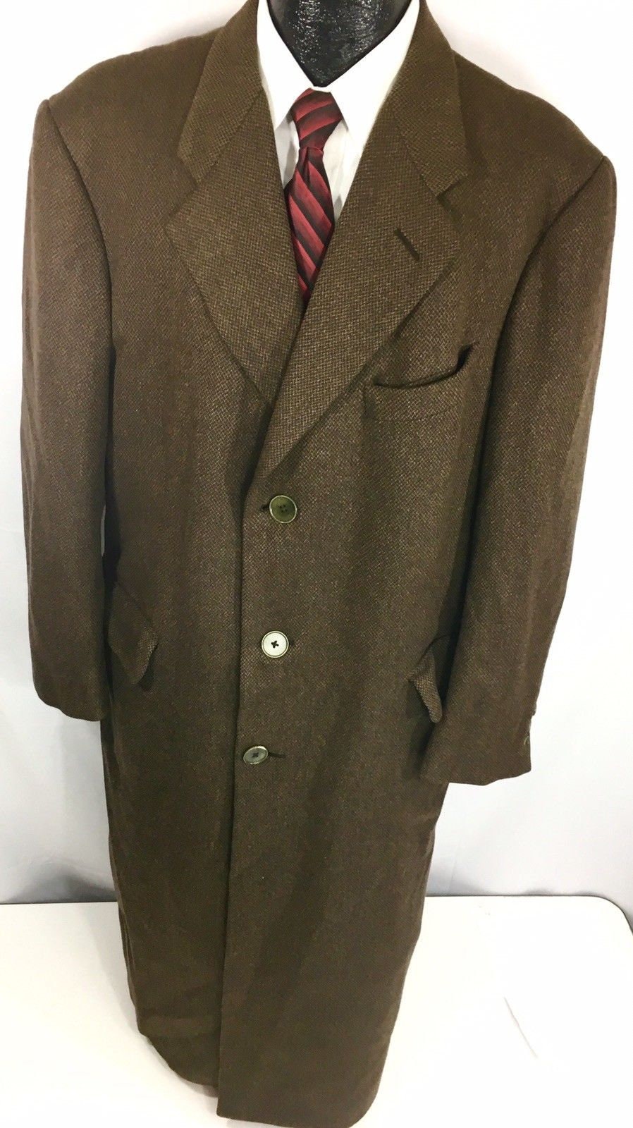 Hickey Freeman BESPOKE Men Brown TWEED Overcoat Top Coat Wool | Etsy
