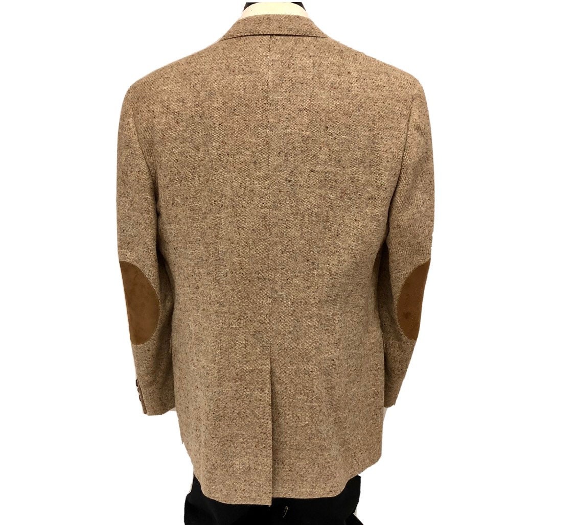 Light brown donegal tweed essential Suit Jacket with elbow patches