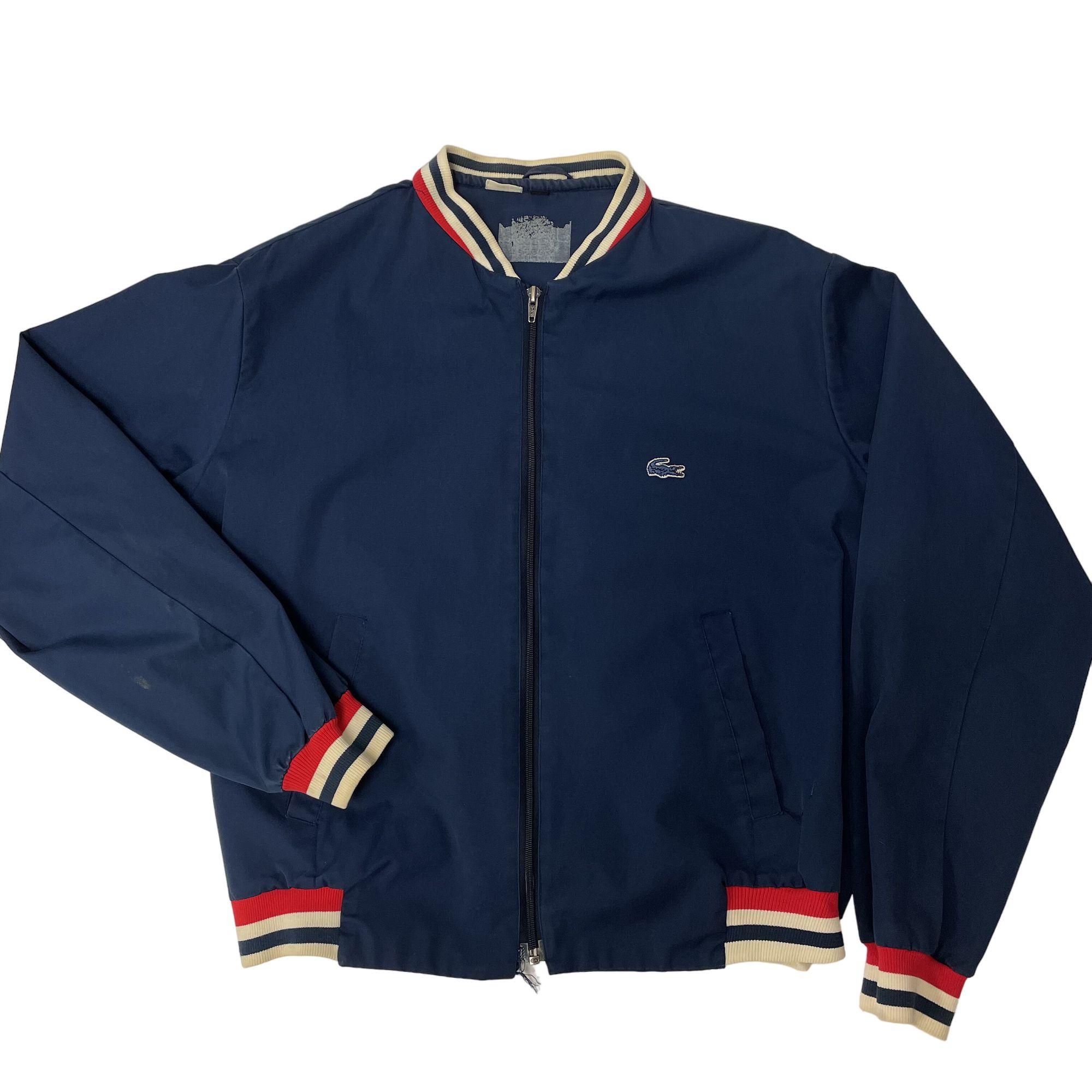 Vintage 70's Izod Lacoste Men Blue Bomber RARE Red White RINGER